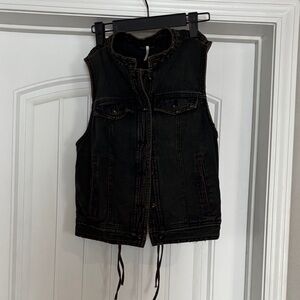 Black Denim Free People Vest
